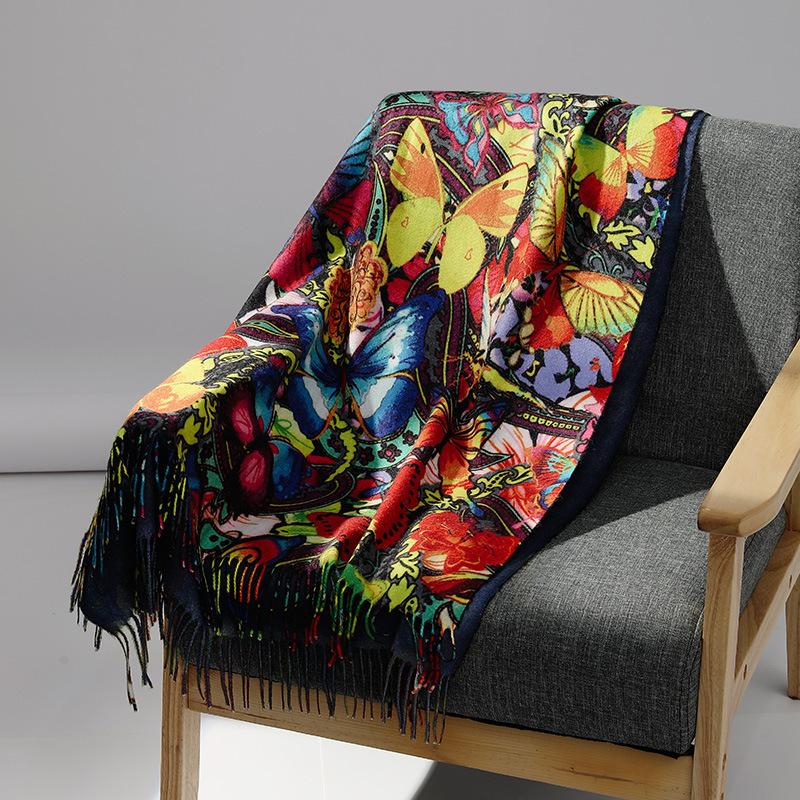 Cashmere Throw Blanket - Bufanda de Cachemira con pintura al
